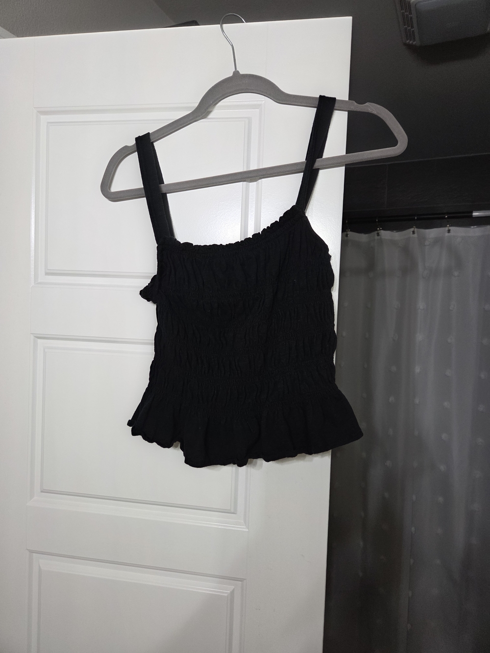 Universal Thread Black Smocked Ruffle Hem Tank Top